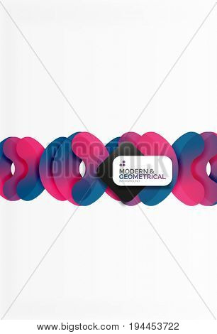 Abstract color geometric round shapes on white - elements with shadow, colorful composition