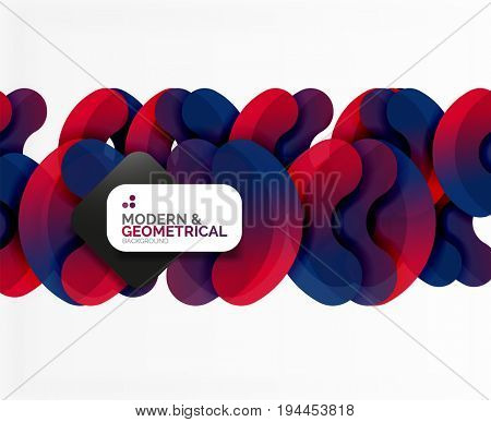 Abstract color geometric round shapes on white - elements with shadow, colorful composition