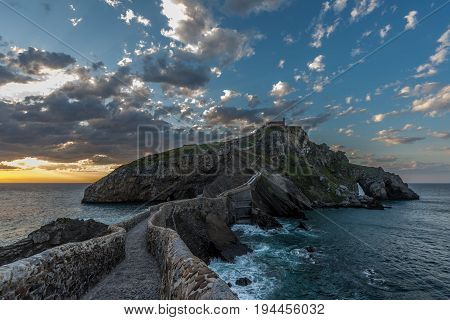 San Juan de Gaztelugatxe hermitage at dusk Euskadi