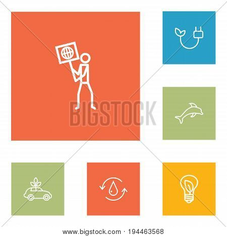 Set Of 6 Atmosphere Outline Icons Set.Collection Of Ecol, Ecologist, Water And Other Elements.