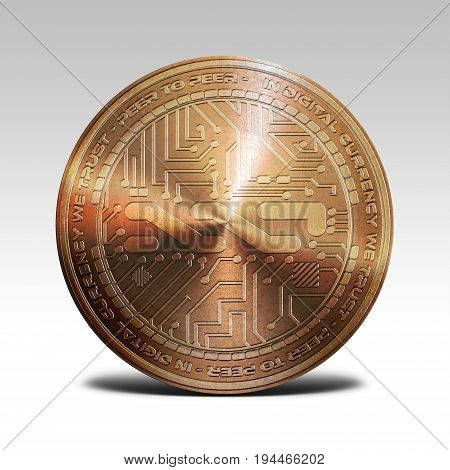 copper nxt coin isolated on white background 3d rendering illustration