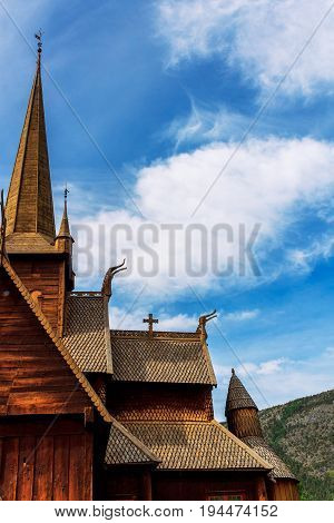 Norway Lom. Lom's stavkirke-wooden church of 12th century