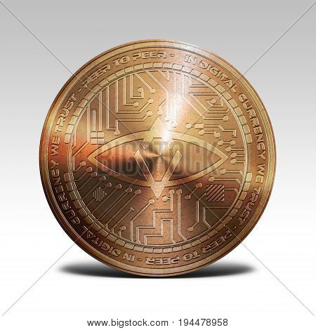 copper singularDTV coin isolated on white background 3d rendering illustration