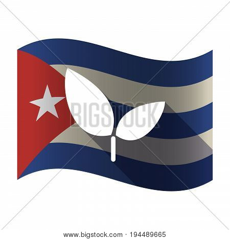 Isolated Cuba Flag With A Plant
