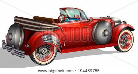 The isolated retro car on white background
