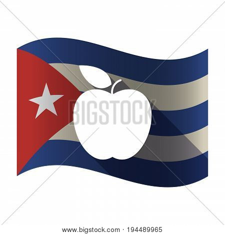 Isolated Cuba Flag With An Apple