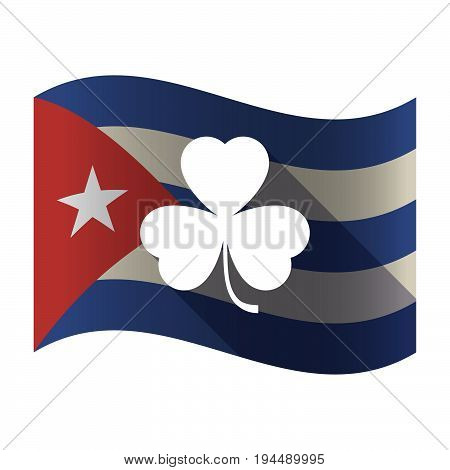Isolated Cuba Flag With A Clover