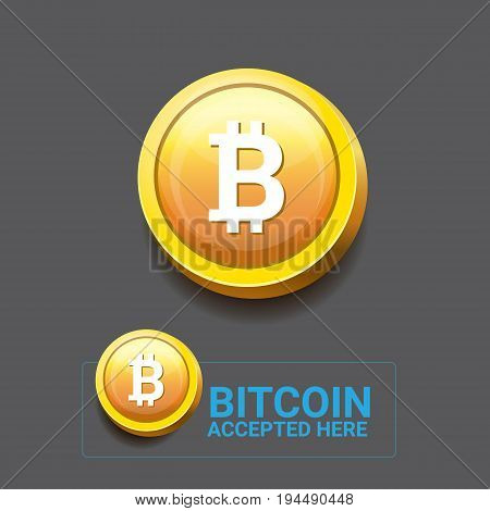 vector Bitcoin symbol. bitcoin accepted here icon or banner
