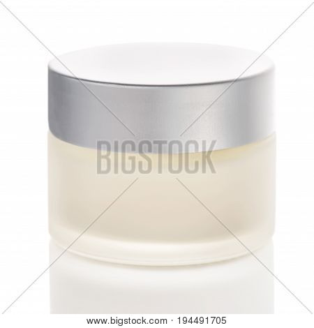 Jar Of Cream, Mockup Hand, Facial Or Body Cream Cosmetic Bottles Isolated Over White