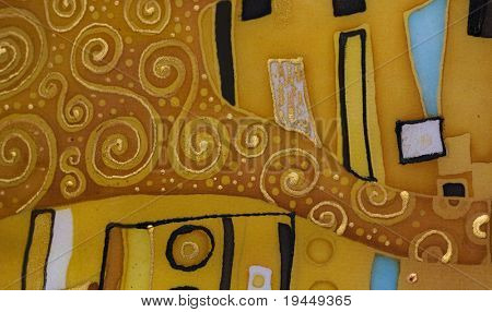 abstrakt spiral afbildet på silke, kunst