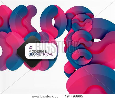 Abstract color geometric round shapes on white - elements with shadow, colorful composition