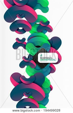 Abstract color geometric round shapes on white - elements with shadow, colorful composition