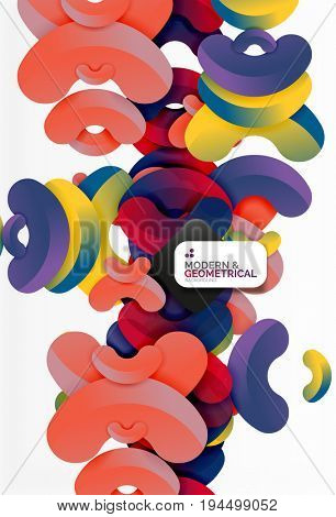 Abstract color geometric round shapes on white - elements with shadow, colorful composition