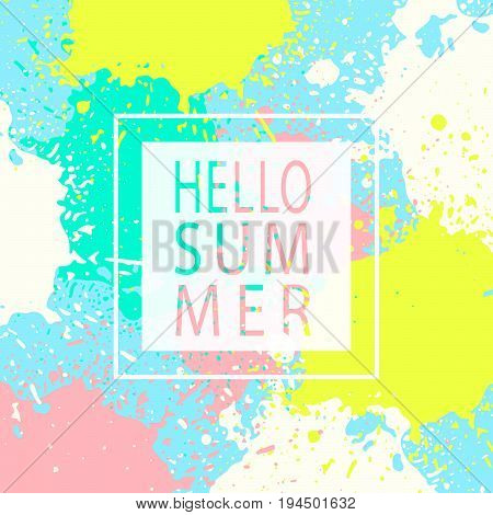 Paint stains. Grunge background. Ink splatter poster. Poster design. Spray drops. Blots and splashes. Liquid stains banner or cover. Abstract vector template for design.