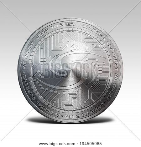 silver syscoin coin isolated on white background 3d rendering illustration