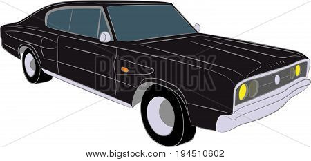 Retro gangster car. Classic automobile. Vintage muscle car.