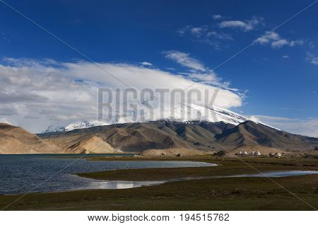 The Karakul Lake in the province of Xinjiang in Northwestern China; Concept for travel in China