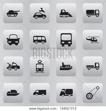 Set Of 16 Editable Shipment Icons. Includes Symbols Such As Repairing, Weapon, Autobus And More. Can Be Used For Web, Mobile, UI And Infographic Design.