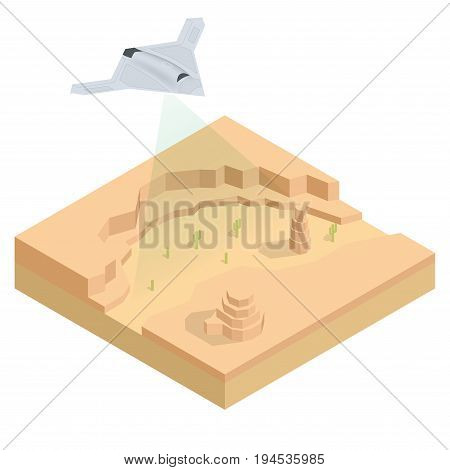 Isometric Long Range Strike-Bomber. Aircraft military mission isolated on background. Military Aircraft transport