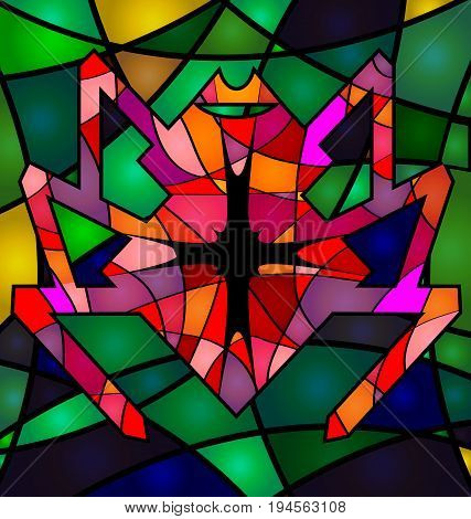 background variation vwth abstract image of colored red spider consisting of lines