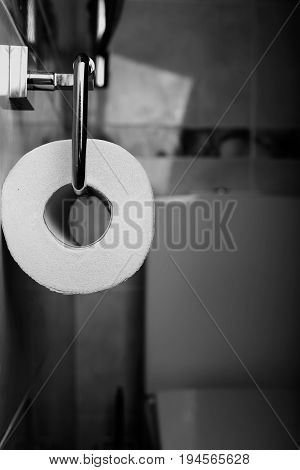 Toiler paper roll close up black and white tonned