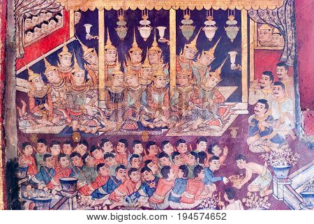 Mural Painting At Wat Phra Singh, Chiang Mai