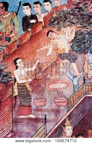 Mural Painting At Wat Phra Singh, Chiang Mai