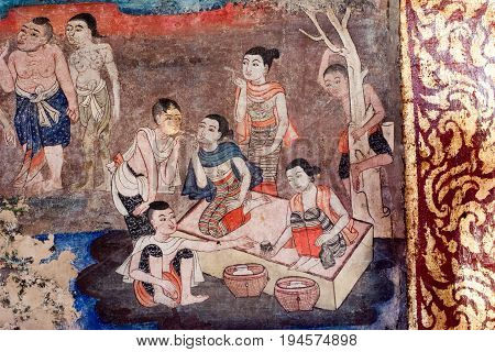 Mural Painting At Wat Phra Singh, Chiang Mai