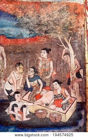 Mural Painting At Wat Phra Singh, Chiang Mai