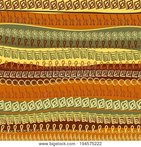 Hand-drawn abstract pattern in African style tribal background