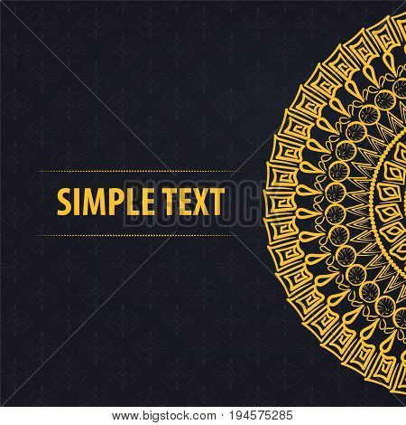 Mandala pattern on a black background for cards and business cards