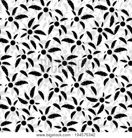 Seamless pattern of black palm trees on a white background