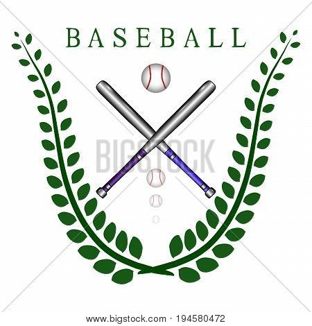 Abstract vector icon illustration of logo for chrome plated steel for bat baseball, flying ball closeup.