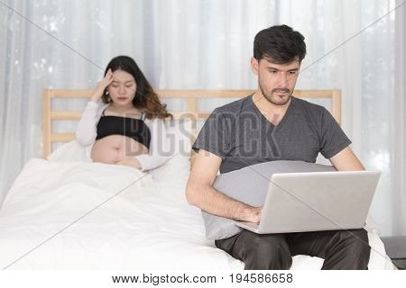 Upset Of Couple Finding Out Results Of A Pregnancy Family Concept Unhappy Emotion.