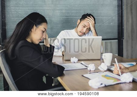 Asian Business People Working With Serious Situation At Office People With Stressful Concept 20-30 Y
