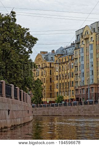 Embankment of the Karpovka river in Saint-Petersburg, Russia.