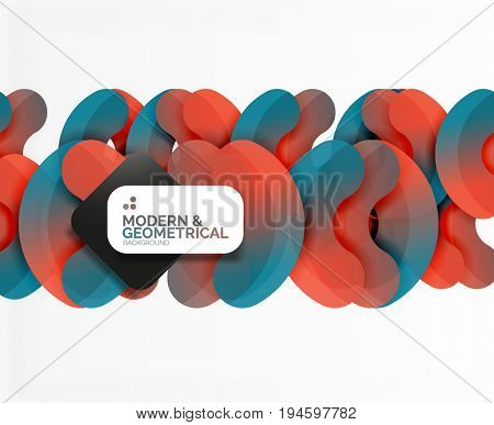 Abstract color geometric round shapes on white - elements with shadow, colorful composition