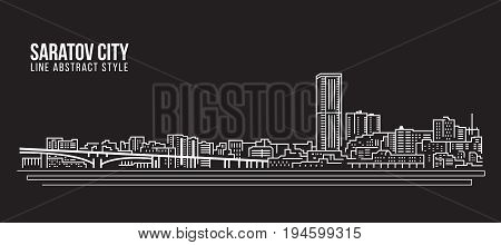 Cityscape Building Line art Vector Illustration design - Saratov city