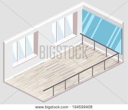 Isometric Flat 3D Isolated Concept Vector Cutaway Interiortraining Dance-hall