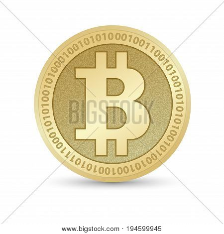 Digital Bitcoin Golden coin with Bitcoin symbol in electronic environment coins ryptocurrency physical colored bitcoin coins.