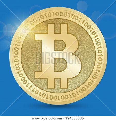 Digital Bitcoin Golden coin with Bitcoin symbol in electronic environment coins ryptocurrency physical colored bitcoin coins.