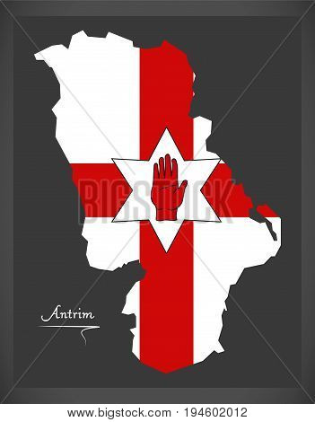 Antrim Northern Ireland Map With Ulster Banner National Flag Illustration