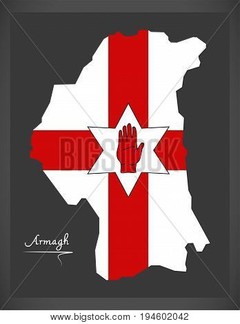 Armagh Northern Ireland Map With Ulster Banner National Flag Illustration
