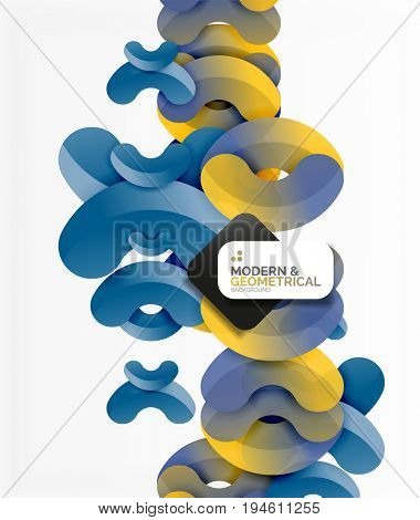 Abstract color geometric round shapes on white - elements with shadow, colorful composition