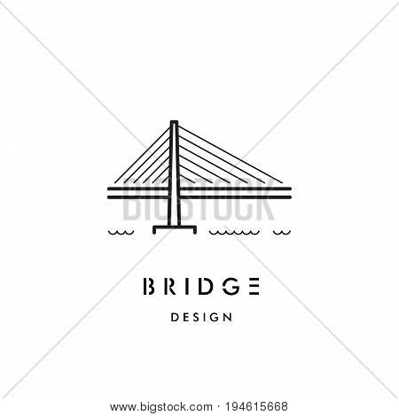 The logo with the image of the cable bridge. Vector logo of the bridge isolated on white background