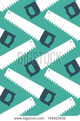 Saw Seamless Pattern. Locksmith Tool Ornament. Industry Background