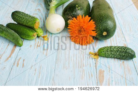 Still Life Of Cucumbers And Other Vegetables