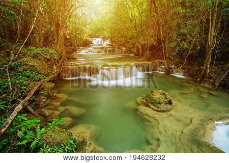 Level 1 Of Huay Mae Kamin Waterfall In Khuean Srinagarindra National Park, Kanchanaburi, Thailand