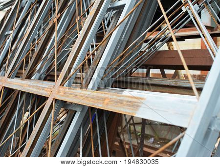 A Close-up View Of Reinforcement Steel Bars.