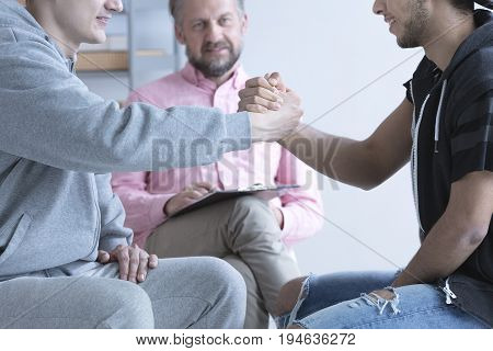 Successful mediation between two teenagers on therapeutic session